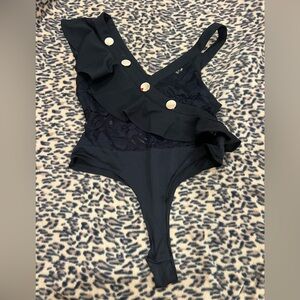 Valentine high thigh ruffle bodysuit